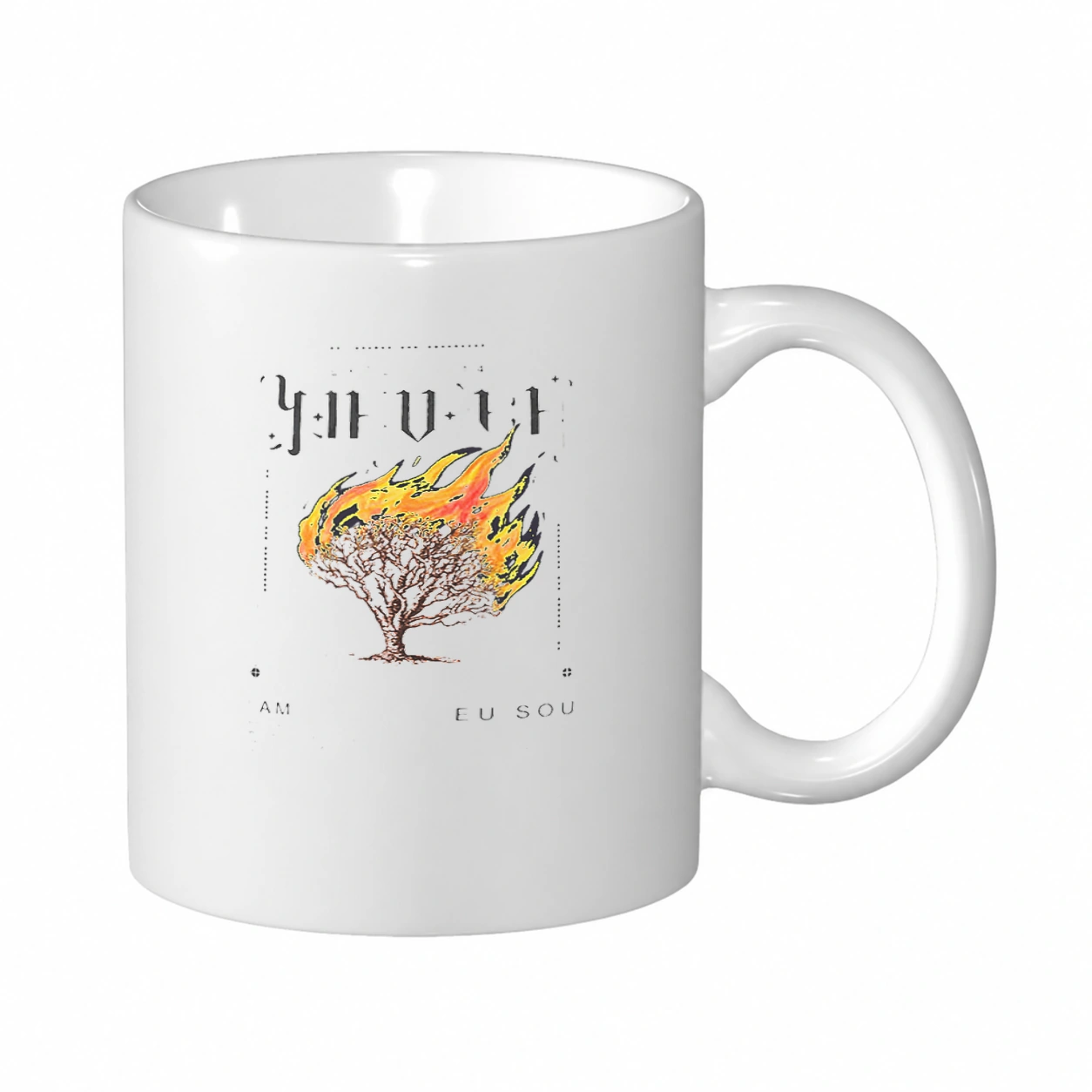 Caneca de cerâmica 340g Êxodo 3:14 · Yahweh | Fé que Veste