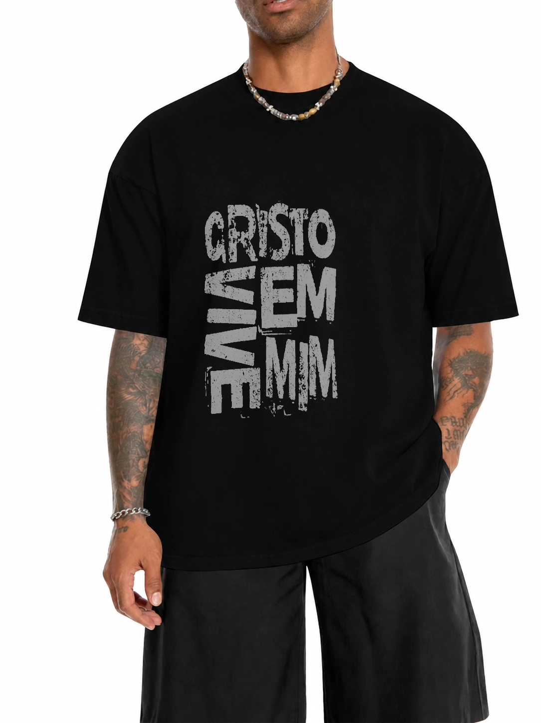 Camiseta unissex 180g Cristo Vive em Mim | Fé que Veste