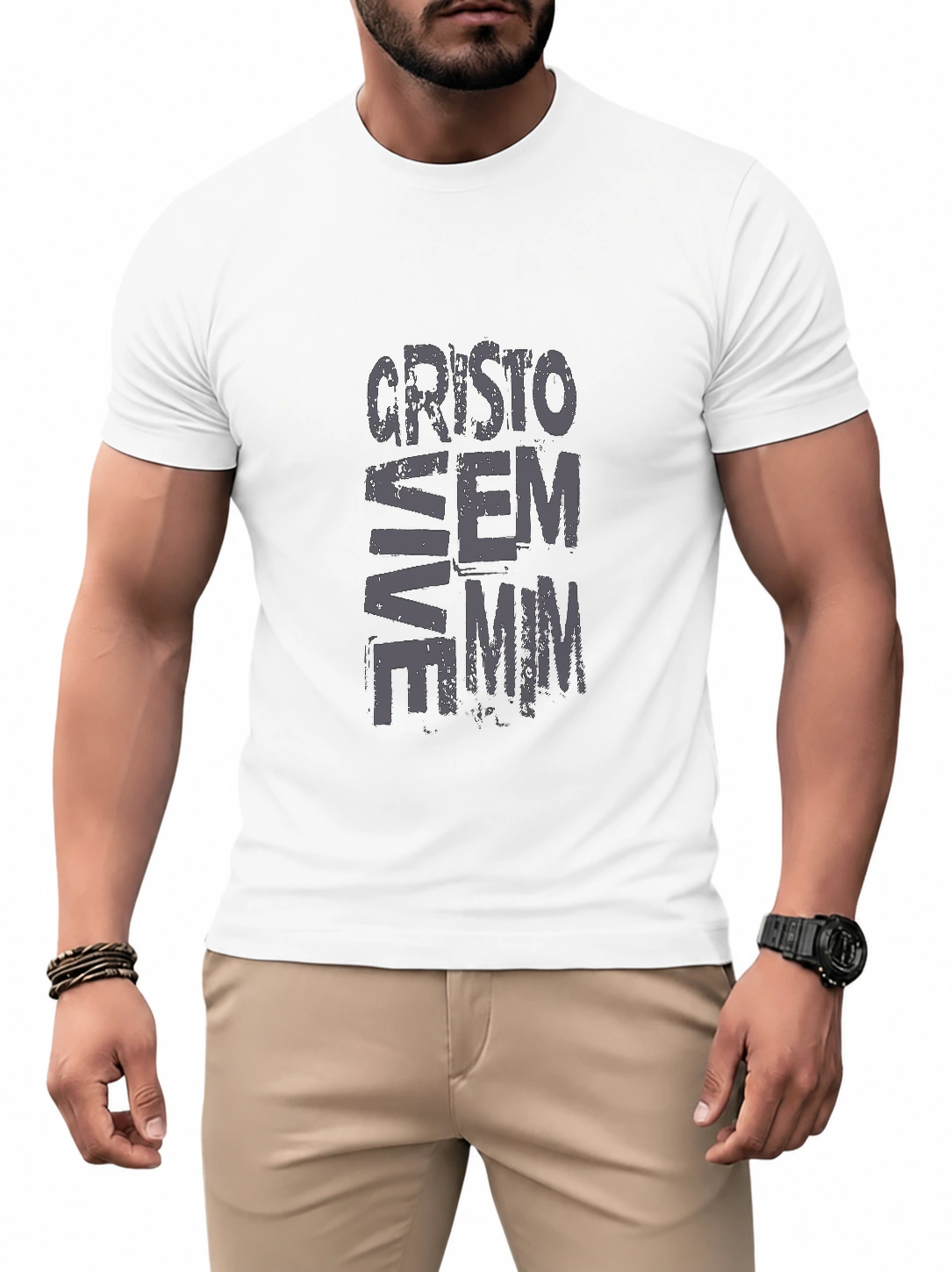 Camiseta dry unissex Cristo Vive em Mim | Fé que Veste