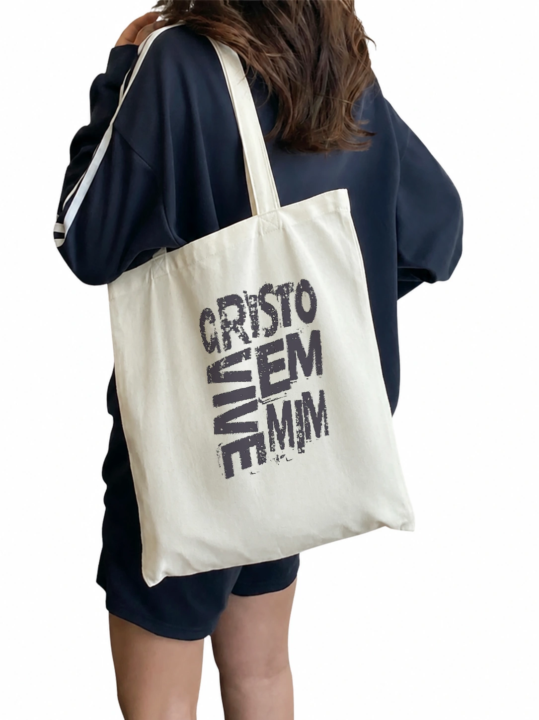 Ecobag de algodão Cristo Vive em Mim | Fé que Veste