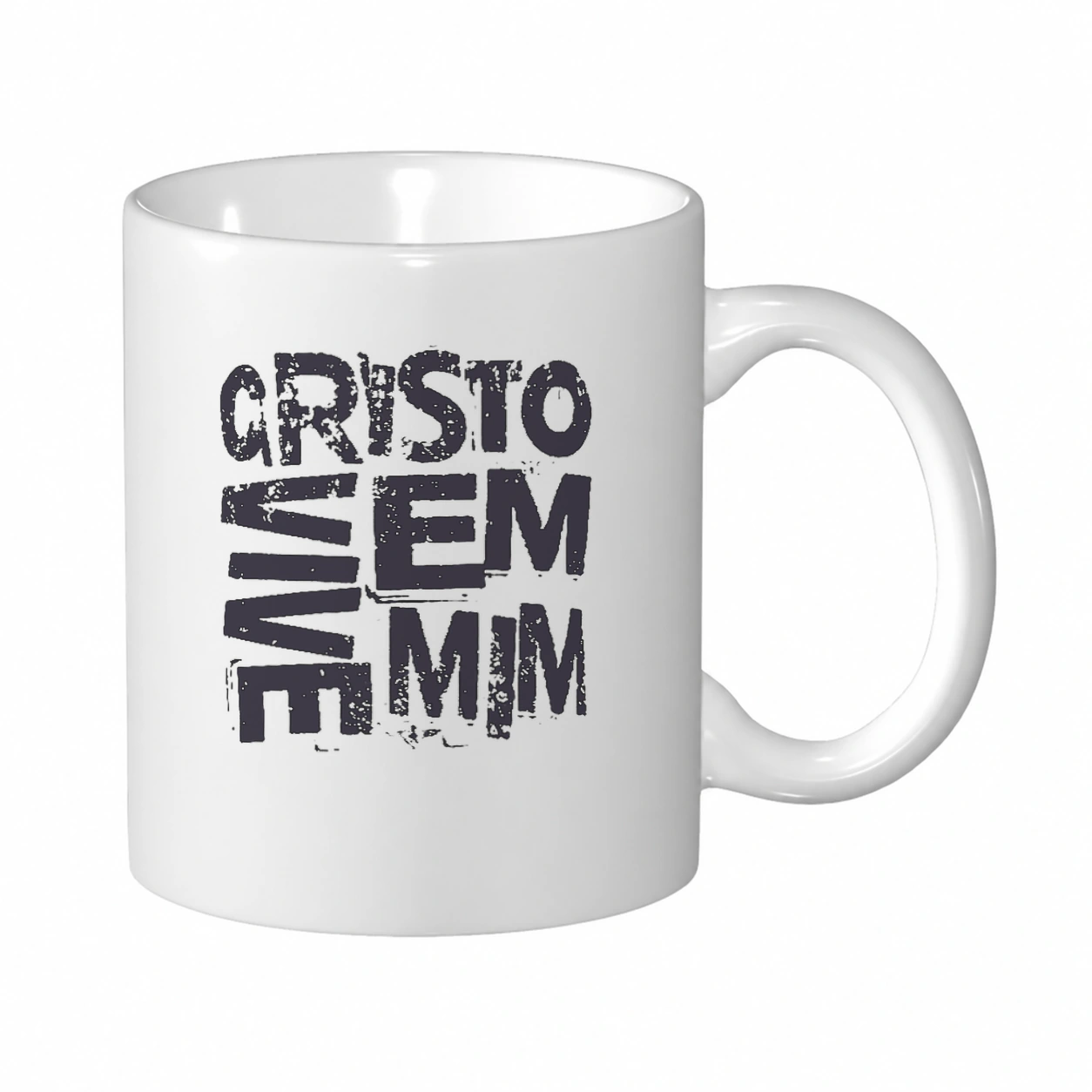 Caneca de cerâmica 340g Cristo Vive em Mim | Fé que Veste