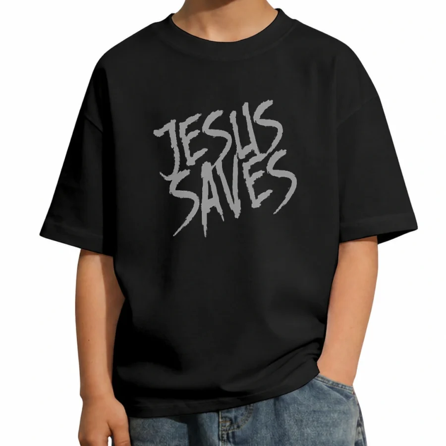 Camiseta infantil 180g Jesus Saves em vista principal