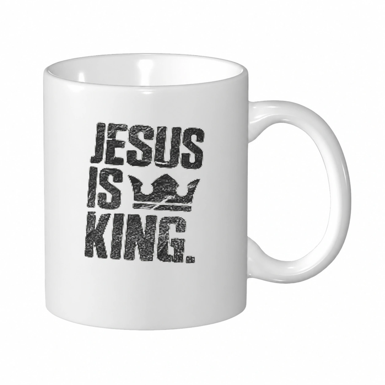 Caneca de cerâmica 340g Jesus Is King | Fé que Veste